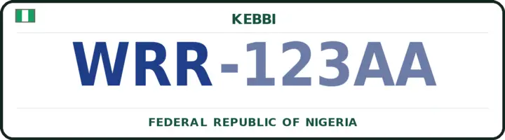 Nigerian number plate with the WRR code — Ngaski, Kebbi