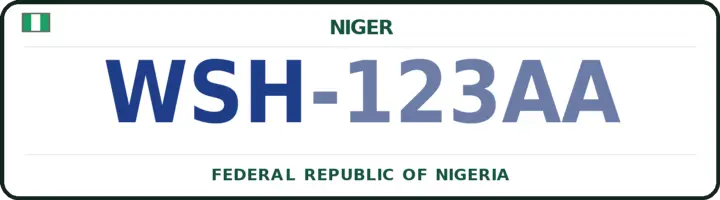 Nigerian number plate with the WSH code — Wushishi, Niger