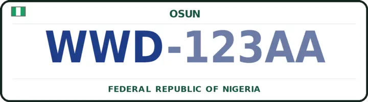 Nigerian number plate with the WWD code — Iwo, Osun