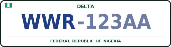Nigerian number plate with the WWR code — Warri-South, Delta