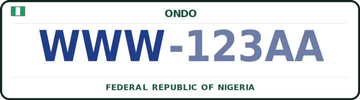 Nigerian number plate with the WWW code — Owo, Ondo