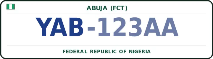 Nigerian number plate with the YAB code — Yaba, Abuja