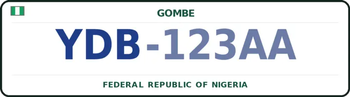 Nigerian number plate with the YDB code — Yamaltu/Deba, Gombe