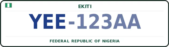 Nigerian number plate with the YEE code — Oye, Ekiti