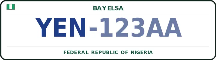 Nigerian number plate with the YEN code — Yenagoa, Bayelsa