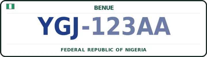 Nigerian number plate with the YGJ code — Guma, Benue