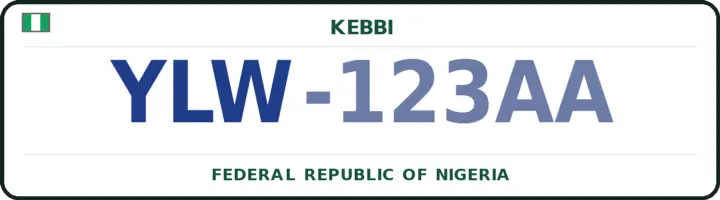 Nigerian number plate with the YLW code — Yauri, Kebbi