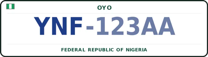 Nigerian number plate with the YNF code — Lagelu, Oyo