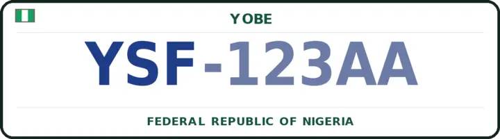 Nigerian number plate with the YSF code — Yusufari, Yobe