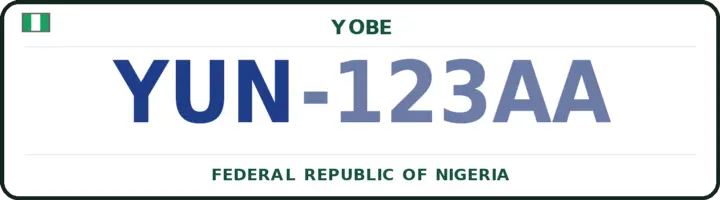 Nigerian number plate with the YUN code — Yunusari, Yobe