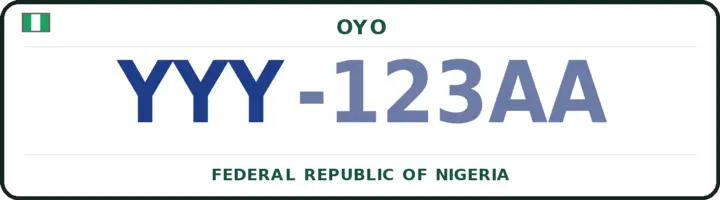 Nigerian number plate with the YYY code — Oyo-East, Oyo