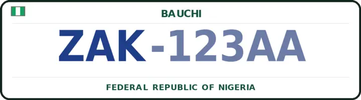 Nigerian number plate with the ZAK code — Zaki, Bauchi