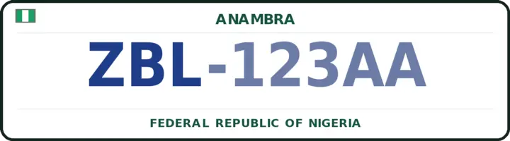 Nigerian number plate with the ZBL code — Ekwusigo, Anambra