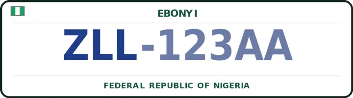 Nigerian number plate with the ZLL code — Ishielu, Ebonyi