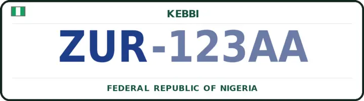 Nigerian number plate with the ZUR code — Zuru, Kebbi