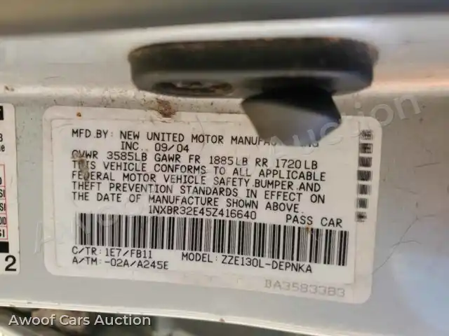 2005 Toyota Corolla 1NXBR32E45Z416640 — hoton gwanjo Copart na 12