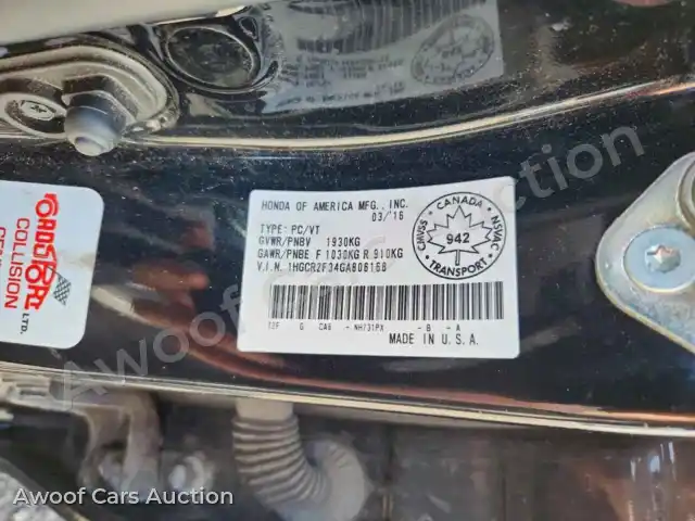 2016 Honda Accord 1HGCR2F34GA806168 — Copart auction photo 12