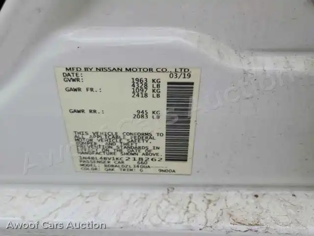 2019 Nissan Altima 1N4BL4BV1KC218262 — Copart auction photo 12