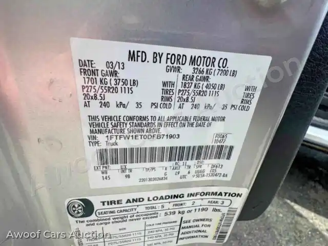2013 Ford F150 1FTFW1ET0DFB71903 — Copart auction photo 10