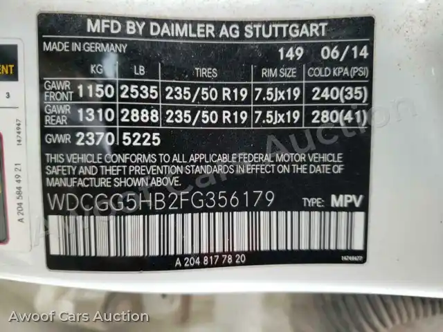 2015 Mercedes-Benz GLK-Class WDCGG5HB2FG356179 — Copart auction photo 10