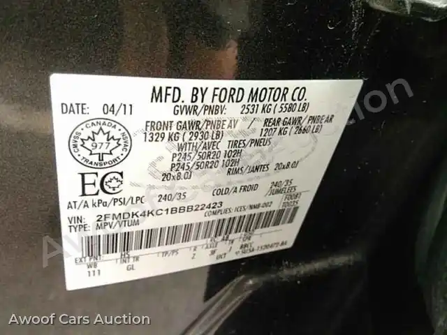2011 Ford Edge 2FMDK4KC1BBB22423 — Manheim auction photo 11