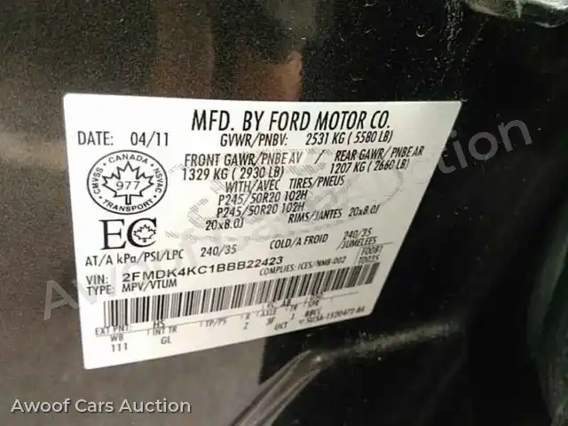 2011 Ford Edge 2FMDK4KC1BBB22423 — Manheim auction photo 12