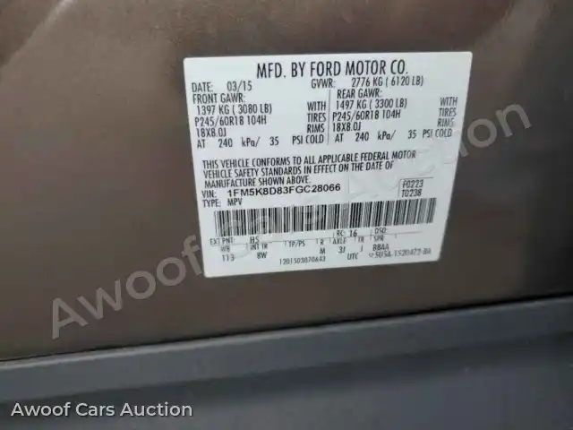 2015 Ford Explorer 1FM5K8D83FGC28066 — Copart auction photo 12