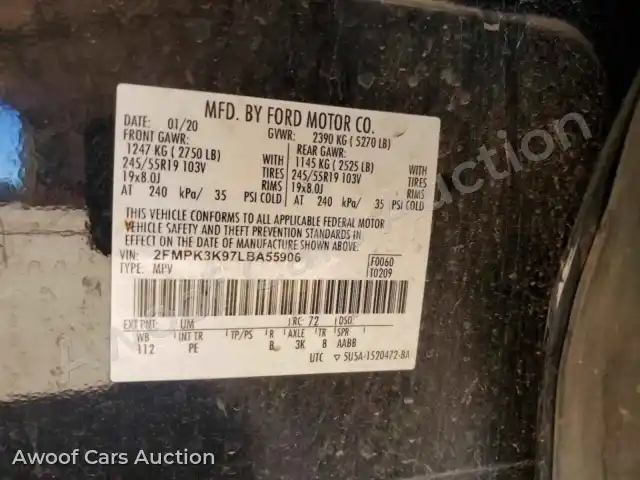 2020 Ford Edge 2FMPK3K97LBA55906 — Copart auction photo 12