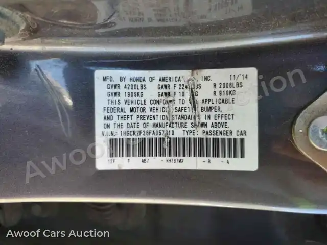 2015 Honda Accord 1HGCR2F36FA057310 — Copart auction photo 12