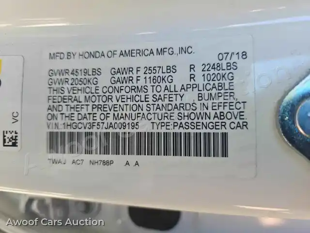 2018 Honda Accord 1HGCV3F57JA009195 — photo 29 de la vente Manheim