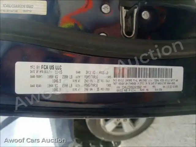 2016 Jeep Compass 1C4NJCEA9GD619902 — hoton gwanjo Copart na 10