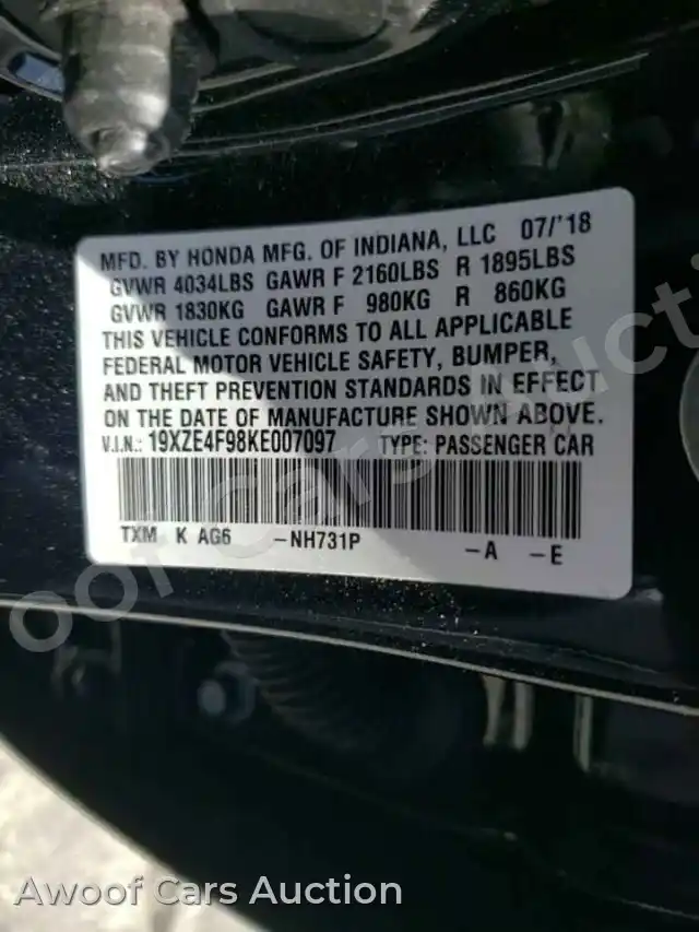 2019 Honda Insight 19XZE4F98KE007097 — Copart auction photo 13