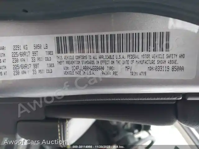2017 Jeep Cherokee 1C4PJLAB0HW668404 — Iaai auction photo 9