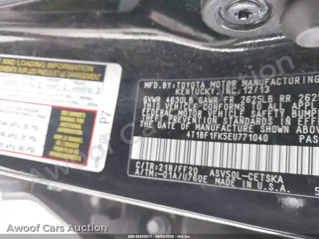 2014 Toyota Camry 4T1BF1FK5EU771040 — Iaai auction photo 9