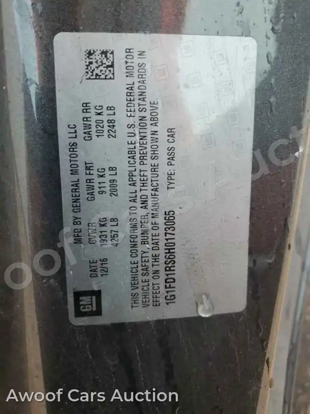 2017 Chevrolet Camaro 1G1FD1RS6H0173065 — hoton gwanjo Copart na 13