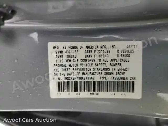 2017 Honda Accord 1HGCR2F79HA218562 — Manheim auction photo 15
