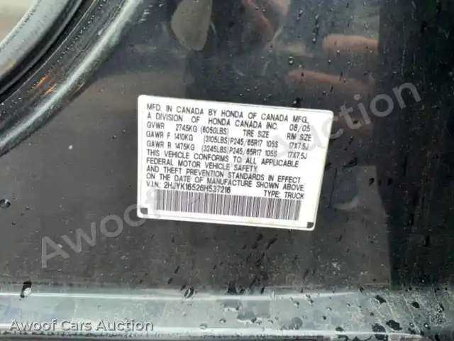 2006 Honda Ridgeline 2HJYK16526H537216 — Copart auction photo 10