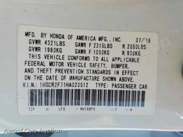 2017 Honda Accord 1HGCR2F71HA020512 — Copart auction photo 13