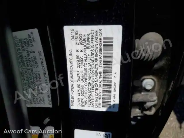 2019 Honda Accord 1HGCV1F36KA078948 — Copart auction photo 12