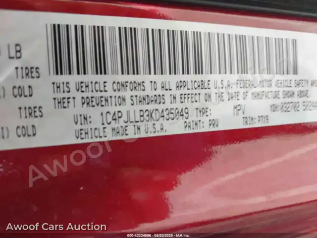 2019 Jeep Cherokee 1C4PJLLB3KD435049 — hoton gwanjo Iaai na 9