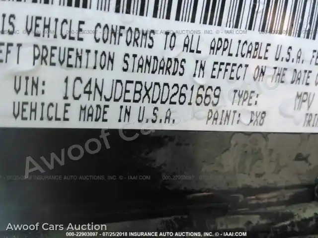2013 Jeep Compass 1C4NJDEBXDD261669 — Iaai auction photo 9