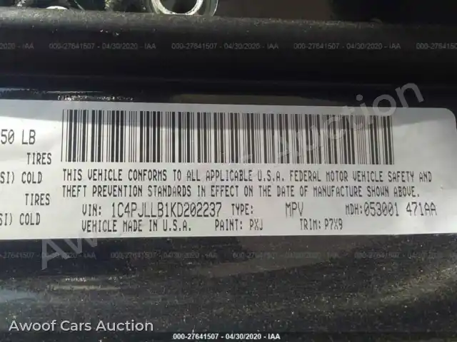 2019 Jeep Cherokee 1C4PJLLB1KD202237 — Iaai auction photo 9
