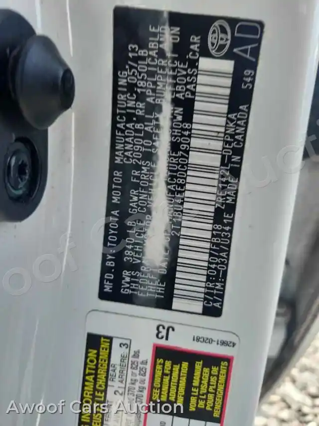 2013 Toyota Corolla 2T1BU4EE8DC079048 — Copart auction photo 12