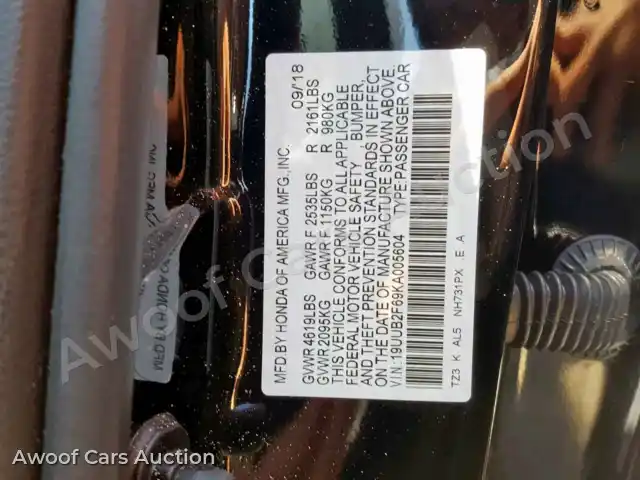2019 Acura TLX 19UUB2F69KA005604 — photo 10 de la vente Copart