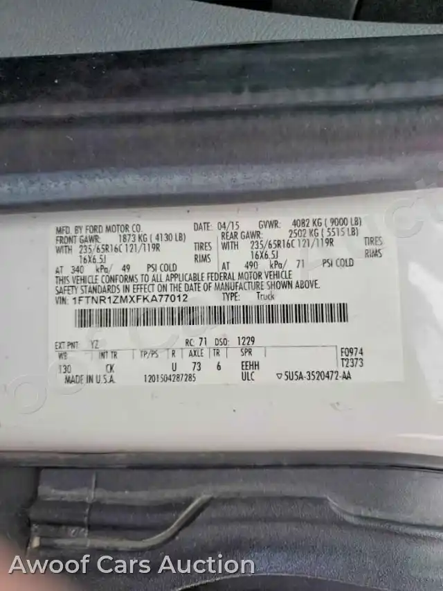2015 Ford Transit 1FTNR1ZMXFKA77012 — Copart auction photo 14