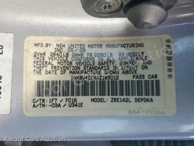 2010 Toyota Corolla 1NXBU4EEXAZ185012 — hoton gwanjo Copart na 12