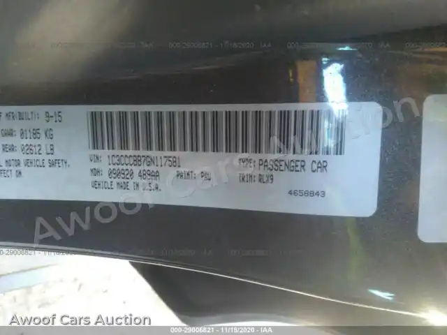 2016 Chrysler 200 1C3CCCBB7GN117581 — Iaai auction photo 9
