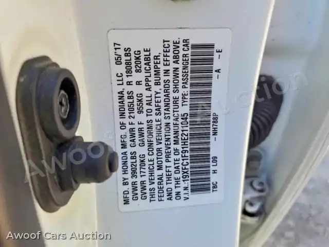 2017 Honda Civic 19XFC1F91HE211045 — Copart auction photo 13