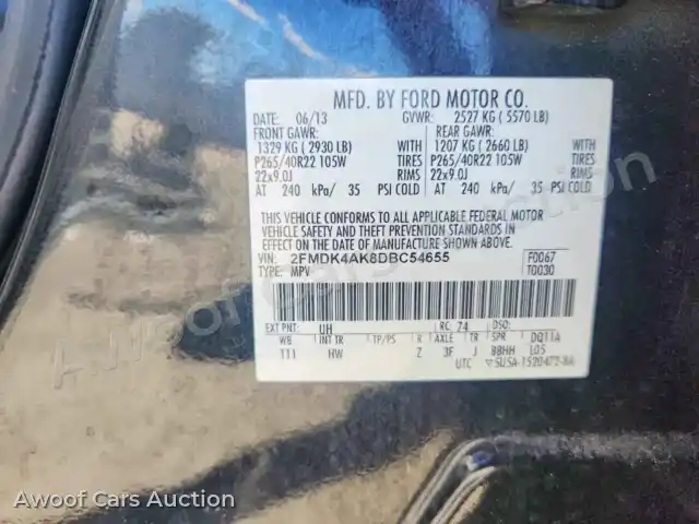 2013 Ford Edge 2FMDK4AK8DBC54655 — Copart auction photo 13