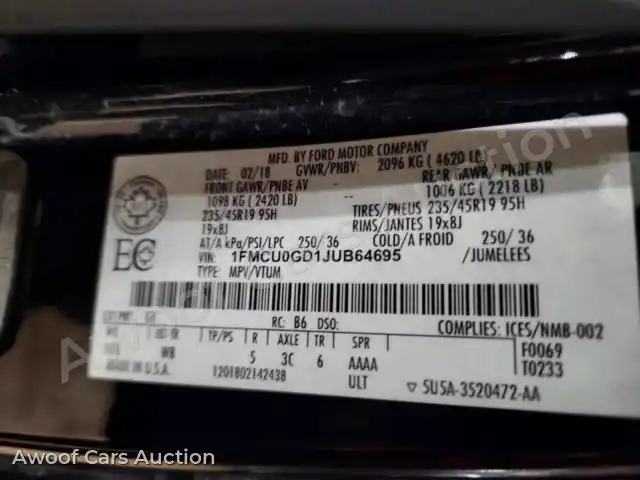 2018 Ford Escape 1FMCU0GD1JUB64695 — Copart auction photo 13